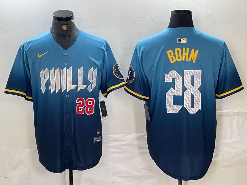 Men Philadelphia Phillies #28 Bohm Blue City Edition Nike 2024 MLB Jersey style 2